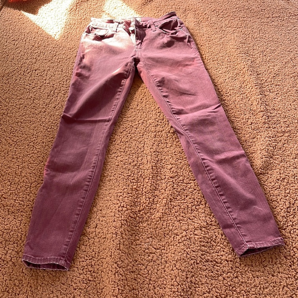 Maroon Washleg Denim Jeggings